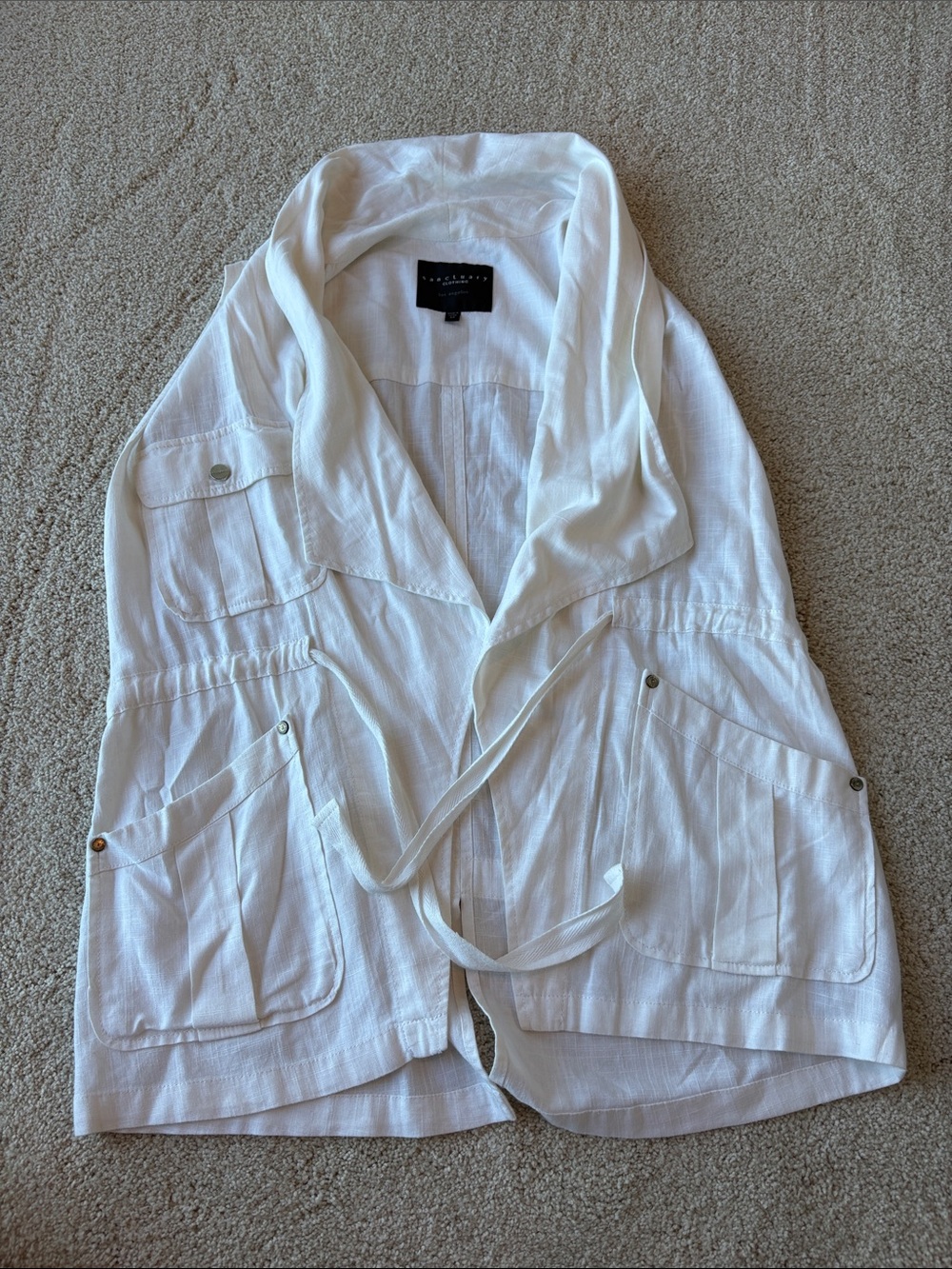 Sanctuary White Drawstring Utility Vest